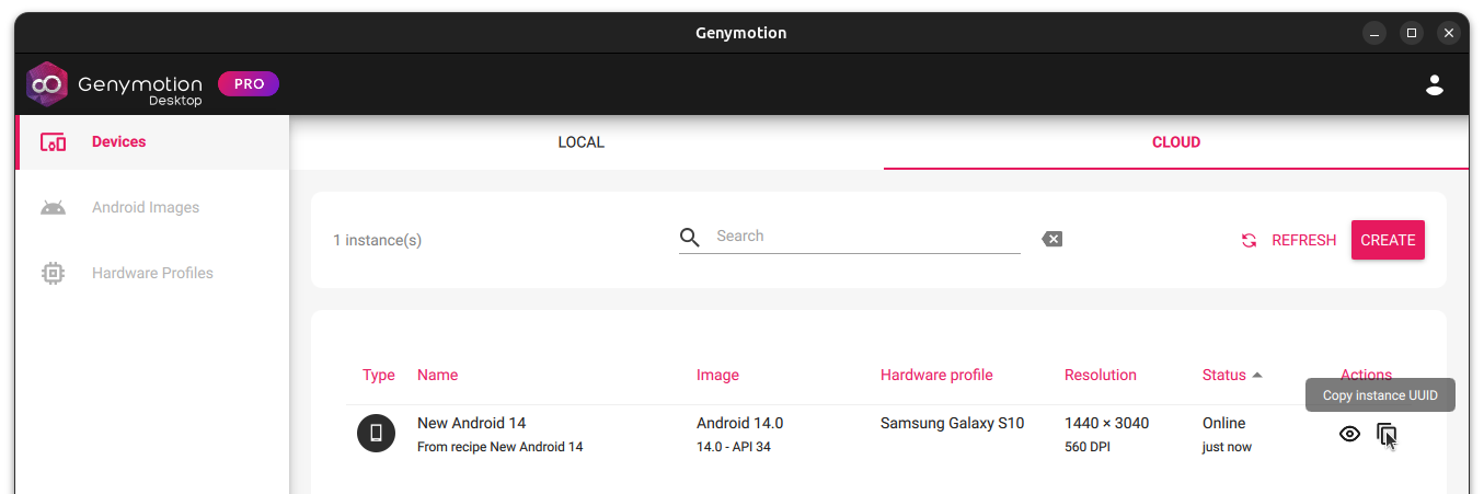 Copy an instance UUID