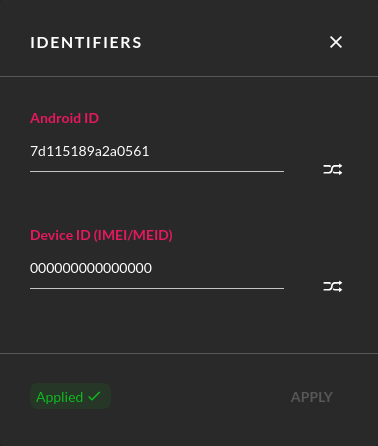 Identifiers widget