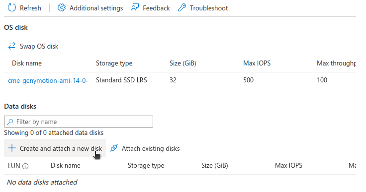 Create and attach a new disk