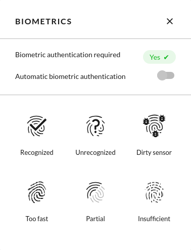 Biometrics widget activated