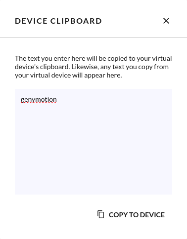 Clipboard widget window with copied text