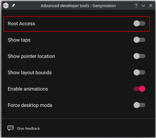 Advanced Developer Tools Widget window