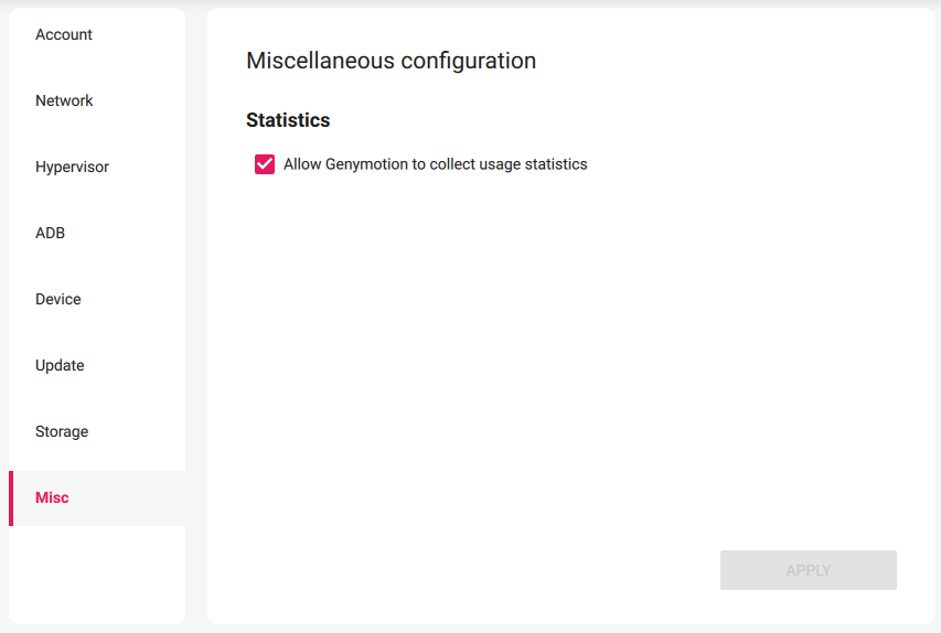 Miscellanous configuration tab